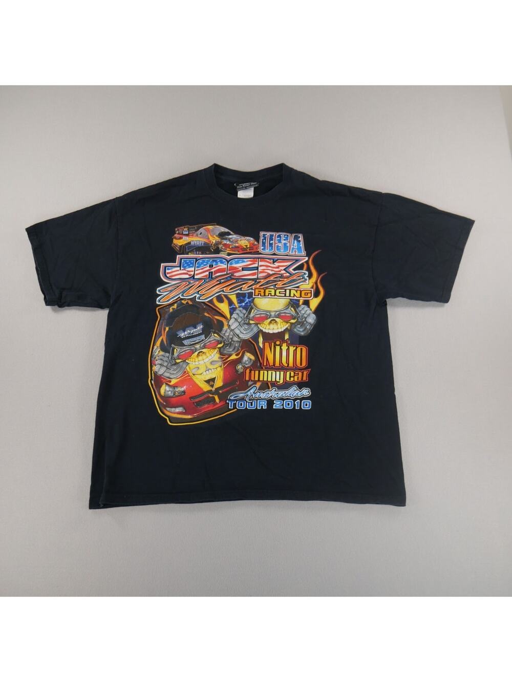 Vintage 2000s Jack Wyatt Funny Car Drag‎ Racing Graphic Tee Double Sided Mens XL